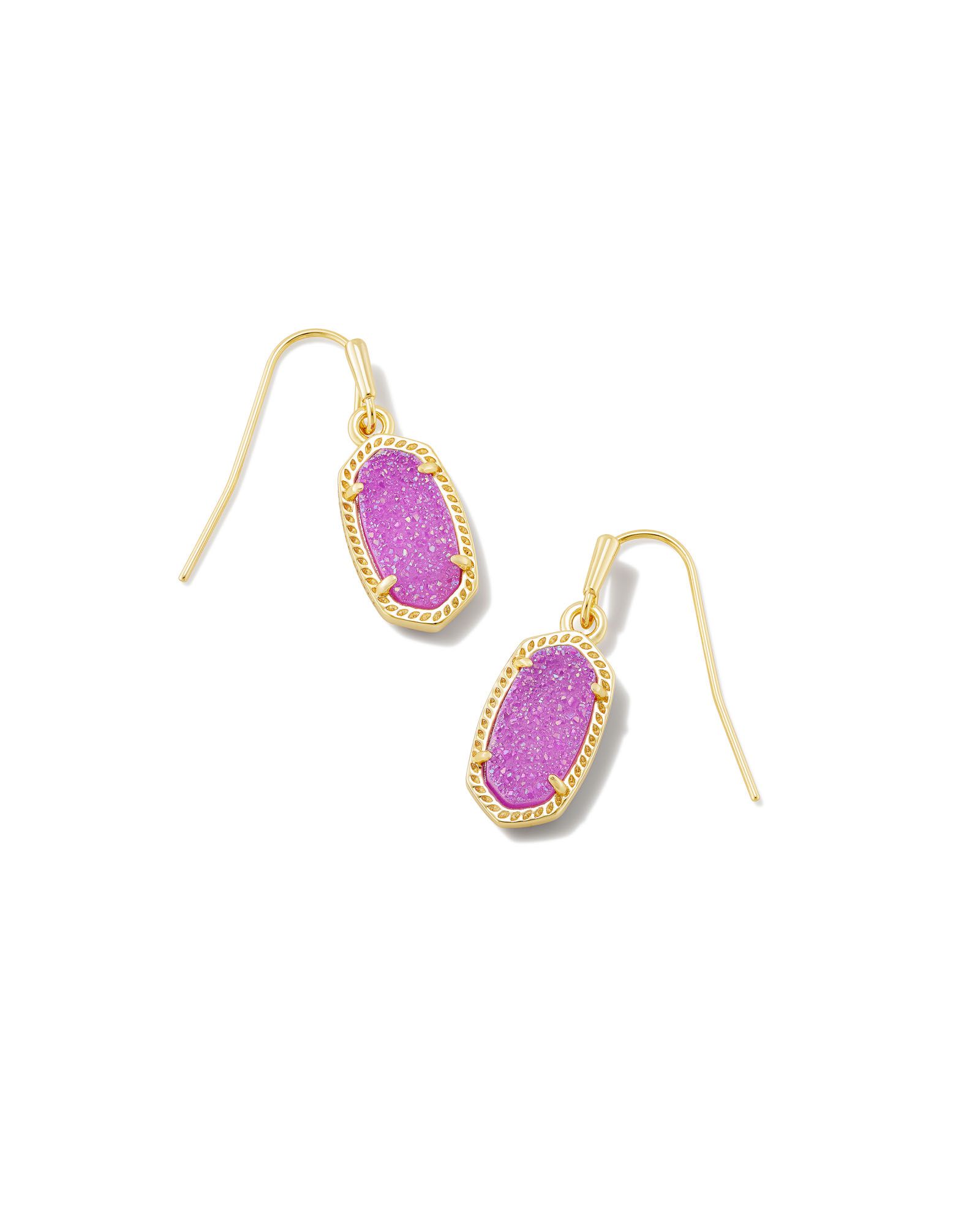 KENDRA SCOTT LEE MULBERRY DRUSY GOLD TONE EARRINGS